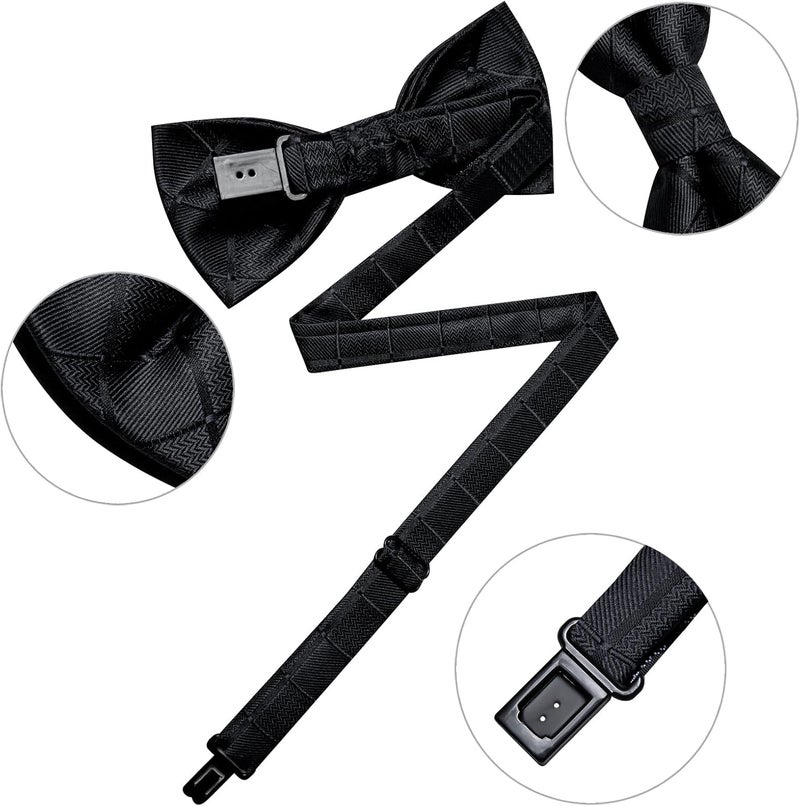 DiBanGu Boys Pre-tied Bow Tie,Silk Adjustable Bowtie and Pocket Square for Age 8-14 Kids Bowtie Wedding School Ceremony Party - Image 5